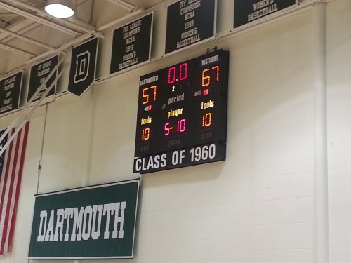 The team battled through to the end to beat Dartmouth 67-57.