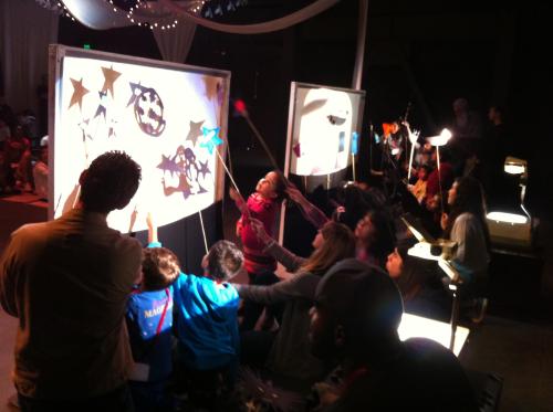 Children enjoy the excitement of their work displayed.