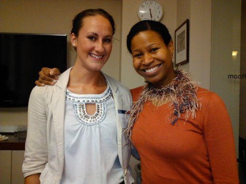 With Kristen Judge, C’12, my co-outdoor record holder in Women’s High Jump at Penn.