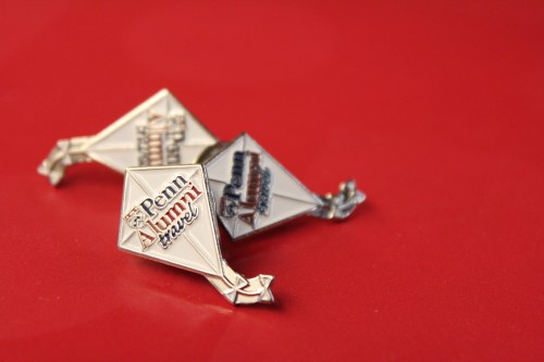 Official Franklin Flyer kite pin. Looks great on blazers, cardigans, camera bags, and other accessories!