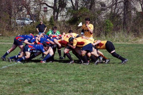  A scrum is one of the ways to pull a ball in play – akin to lining up at the line of scrimmage in American Football.