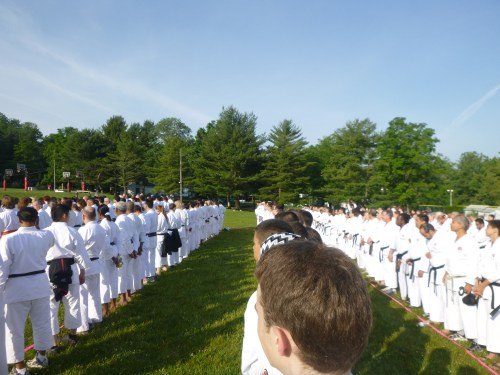 Here we are lining up for our annual camp photograph – this is just a few rows. Nearly 40 countries are represented among the several hundred attendees. 
