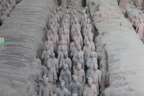 Just a small sampling of the estimated 8,000 Terra Cotta Warriors underground- each with a face uniquely his own.