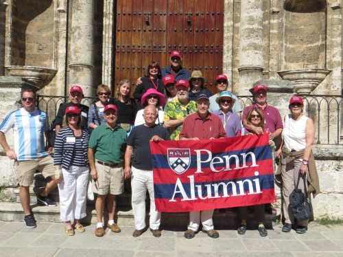 Penn alumni and friends at the Havana cathedral.