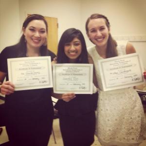 Nina, Swaroop, and Lilly holding our awards for Semifinalists, Best Soloist, and Best Choreography