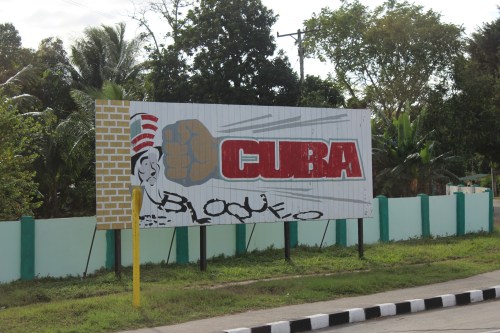 Blockade sign outside Havana