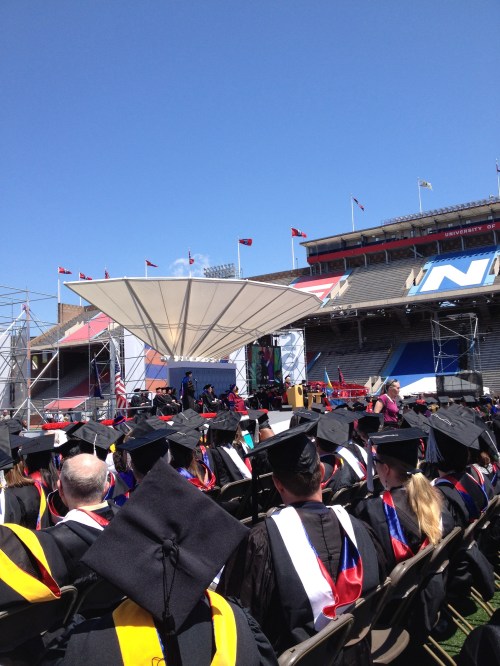 Commencement from the alumni flag bearer's view.