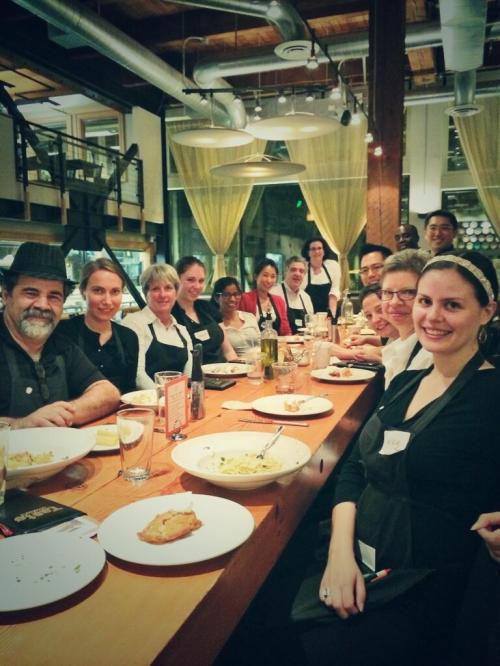 Penn alumni enjoy a hard-earned meal at the end of the evening.