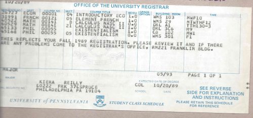 Kiera Reilly first semester schedule at Penn