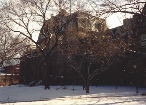 College Green at Penn in the snow, December, 1989