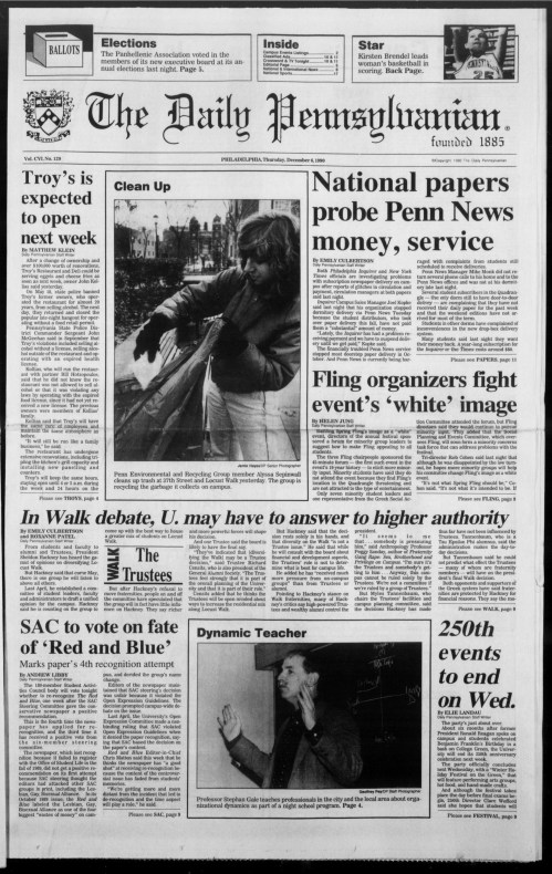 Cover page of the December 6, 1990 issue of The Daily Pennsylvanian