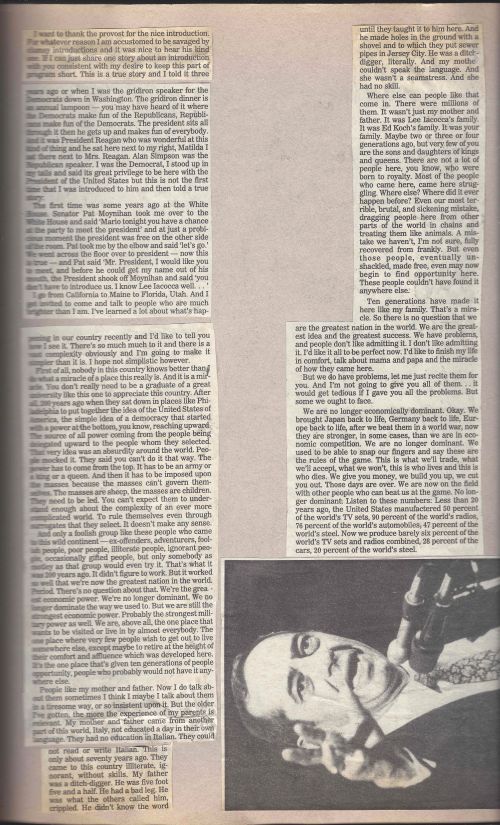 Speech delivered by Gov. Mario Cuomo at Penn on October 24, 1989, credit to The DP