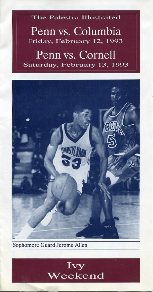 The Palestra Illustrated, February 1993 for Ivy Weekend at the University of Pennsylvania with Jermoe Allen.