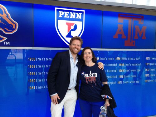 Penn Athletics logo at UCLA's Pauley Pavilion for the NCAA Women's Basketball tournament