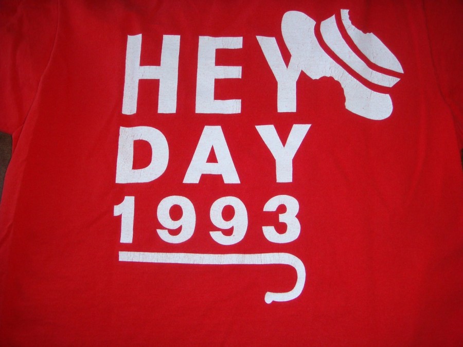 Back of our Hey Day shirt, Penn 1993, photo courtesy of Allison Davis Talibi