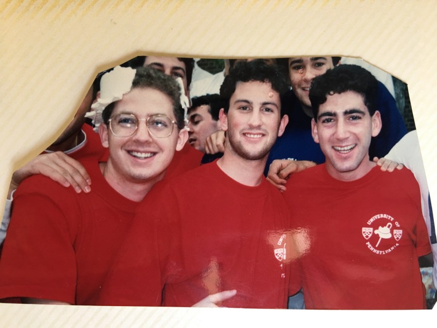 Josh Frank, Jef Pollock and Eric Palace celebrate Hey Day at Penn in April, 1992