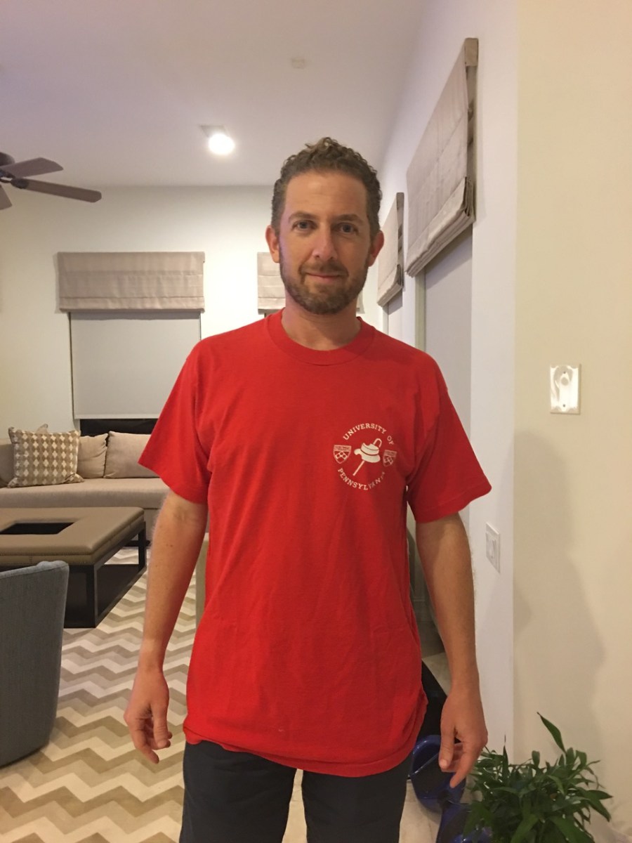 Josh Frank in his Penn Class of 1993 Hey Day shirt from April 1992