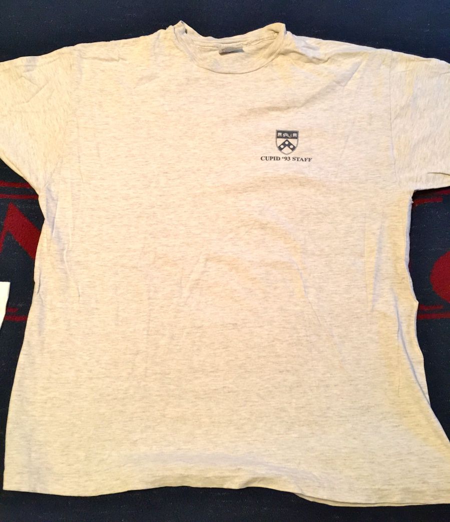 CUPID t-shirt 1993, front view, from Howard Levene, ENG'93 at the University of Pennsylvania