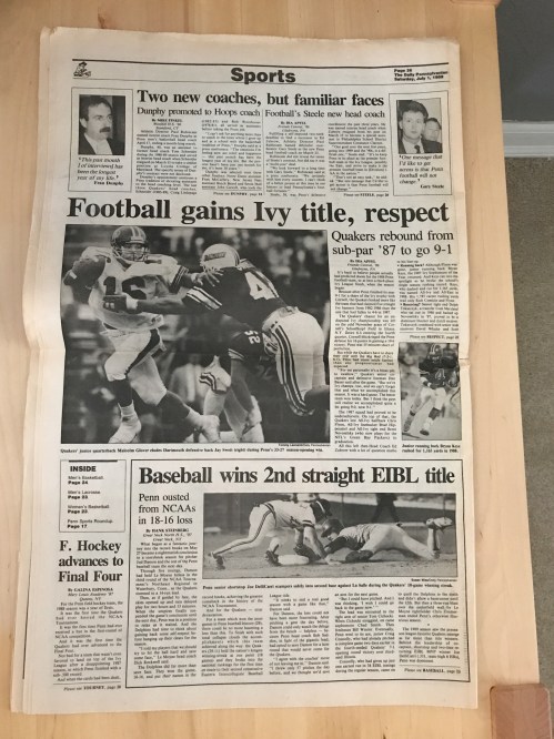 The back page of the July 1, 1989, issue of The DP