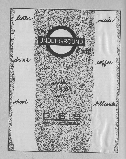 Ad from The Daily Pennsylvanian promoting the soon to open the Underground Cafe in High Rise North. Photo by Kiera Reilly.