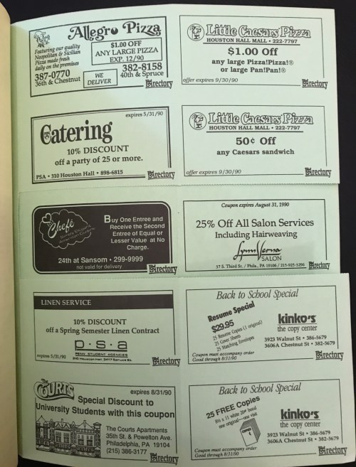 Penn Directory coupons University of Pennsylvania Penn Student Agencies #93tothe25th