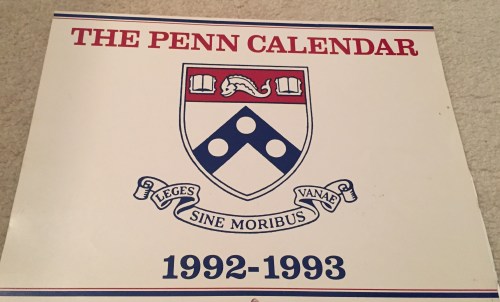 The 1992 - 1993 Penn Calendar by Penn Student Agencies