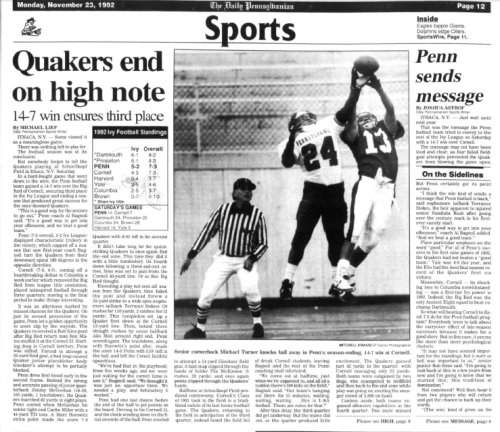 The Daily Pennsylvanian Penn Football 1992