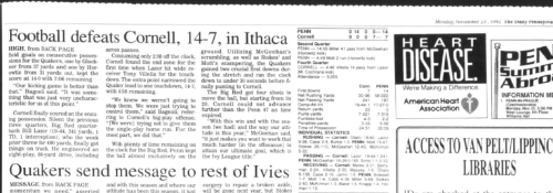 The Daily Pennsylvanian Penn Football 1992