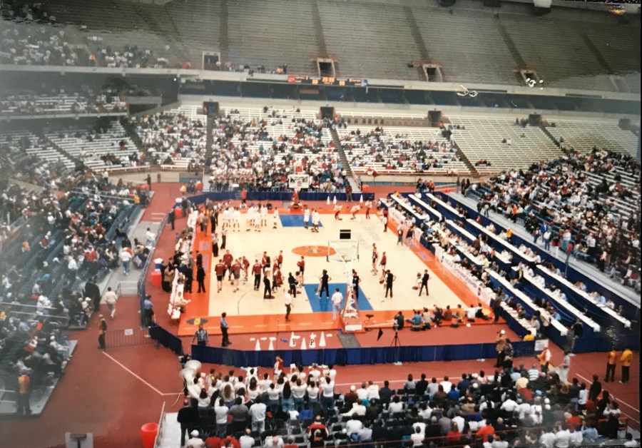 Penn and Umass men's basketball teams Carrier Dome