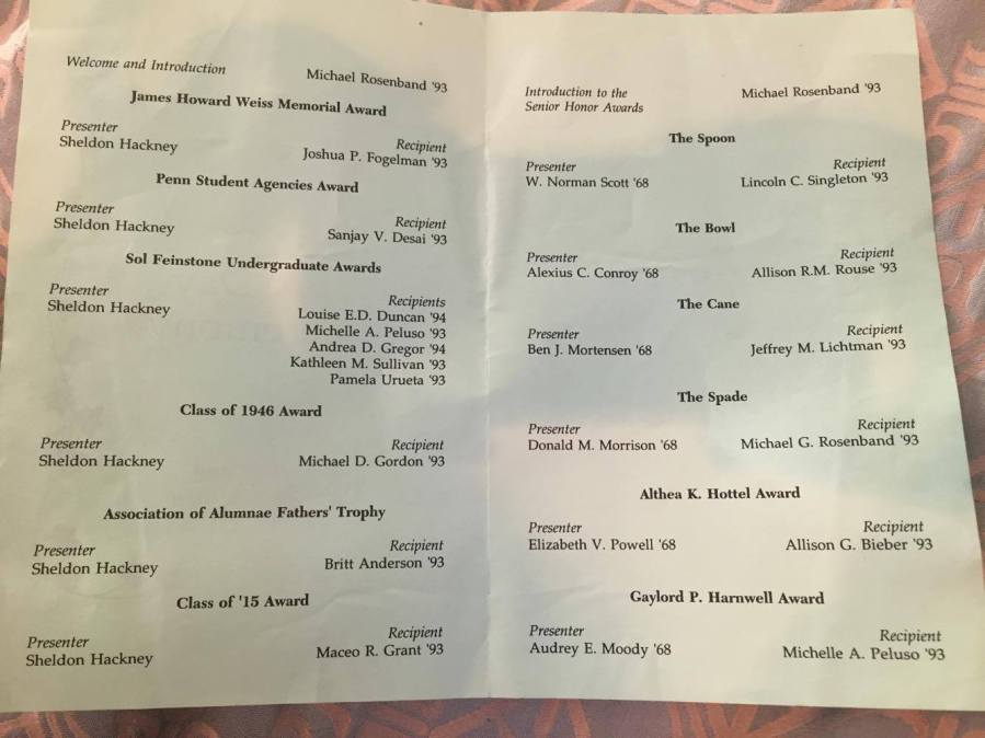 Penn Ivy Day 1993 program Irvine Auditorium